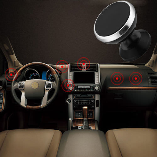 360° Magnetic Dashboard Phone Mount in Silver color option