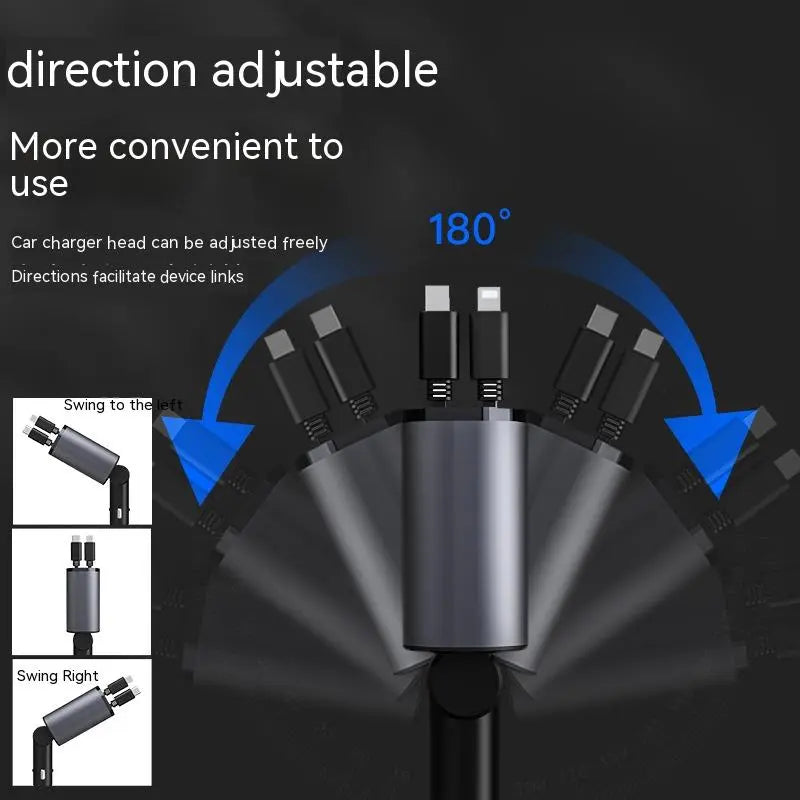 4-in-1 Retractable Fast Car Charger charging multiple devices
